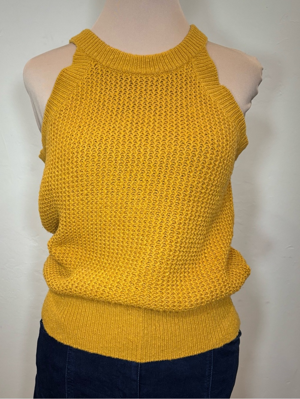 Madewell knit sweater tank top, racerback, 100% cotton, golden yellow, XXS